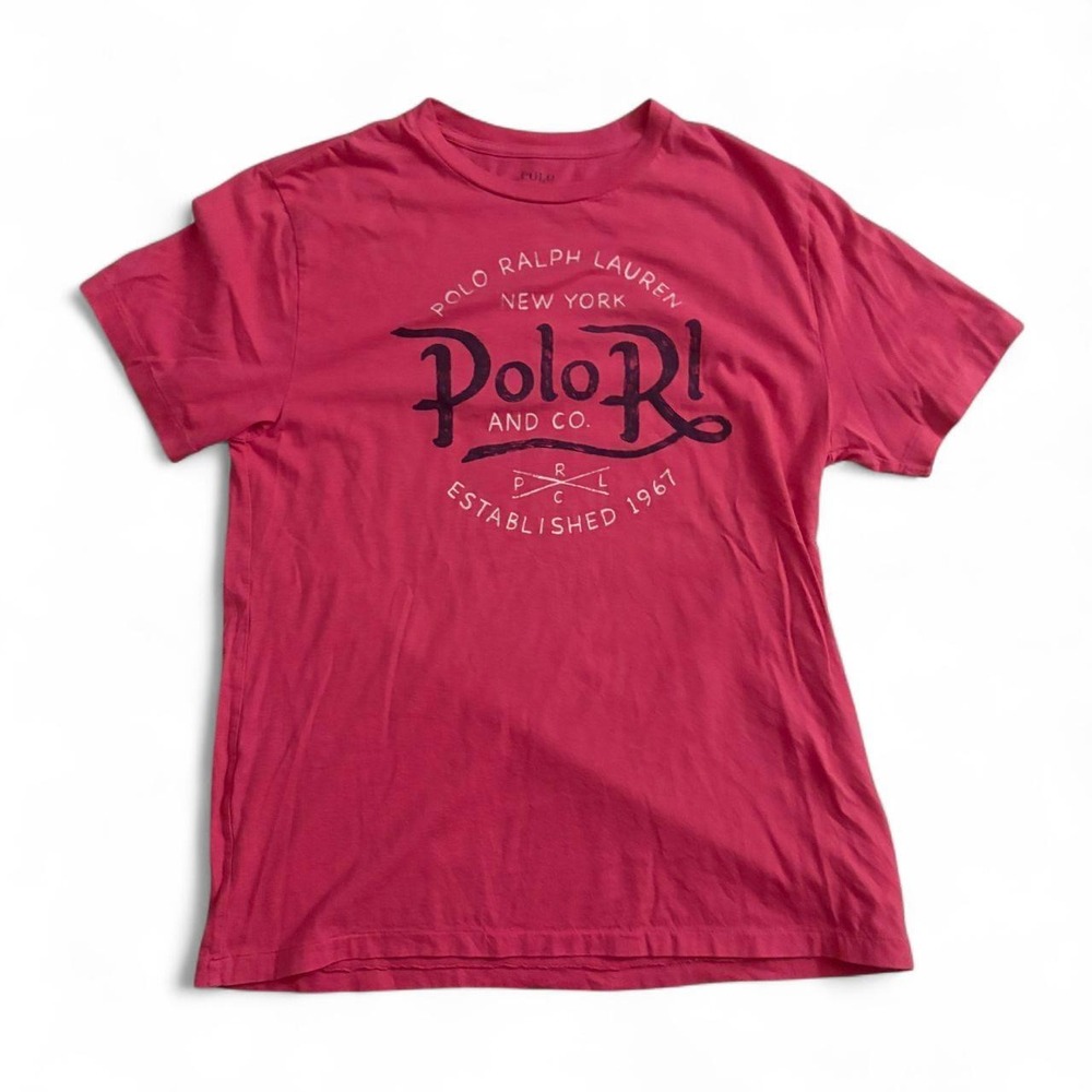 Polo Ralph Lauren Pink Graphic T-Shirt XL New York Established 1967 Crew Neck